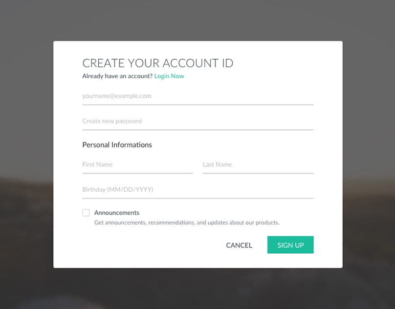 #Dailyui #001 Sign up page